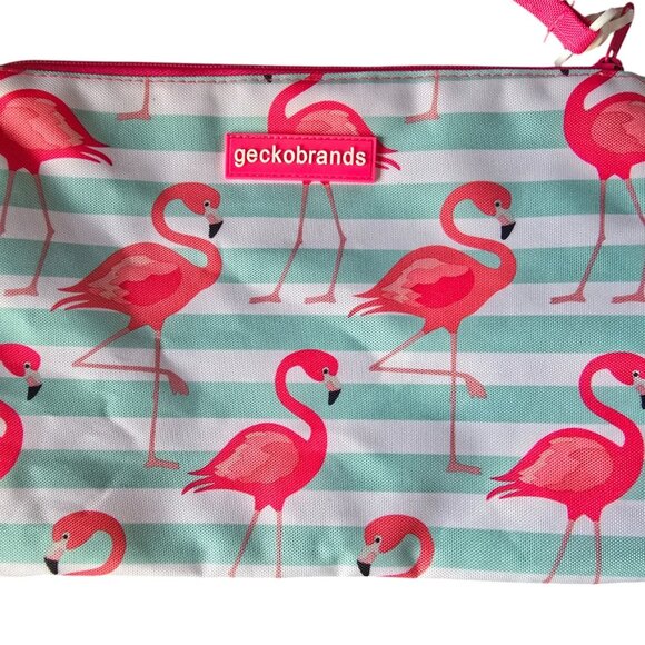 GeckoBrands Multicolor Flamingo Swim Bag Zip Wristlet Utility Bag NWOT - Picture 2 of 4